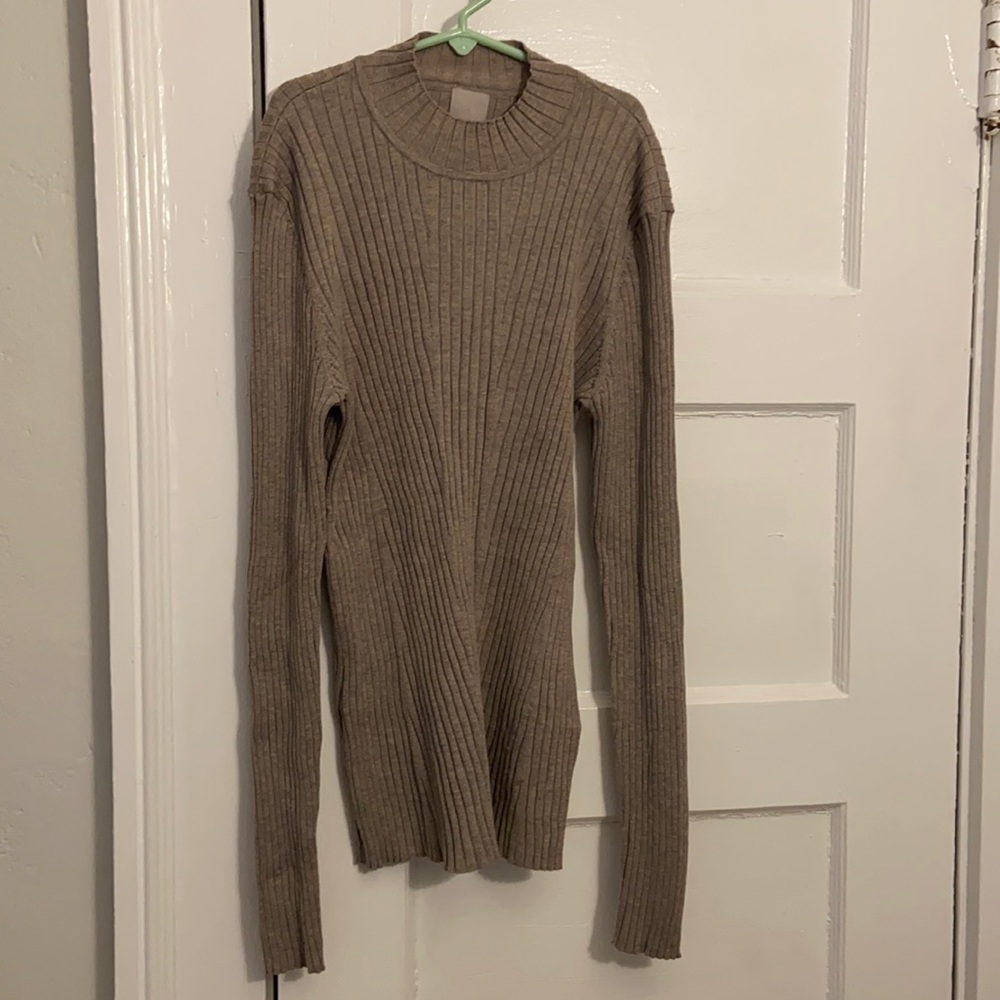 H&M Taupe Ribbed Mock Neck Sweater
